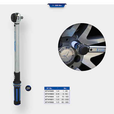 Brilliant  1/2" Drehmomentschlüssel, 20-200Nm, Drehknopf-Umsteck BT141901