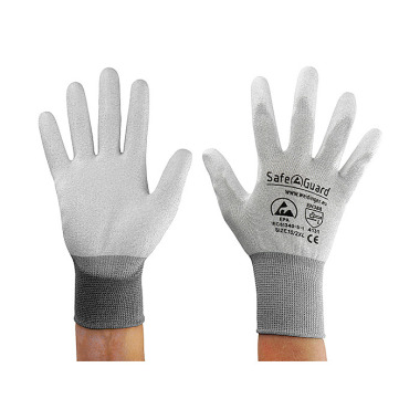 DS SafetyWear ESD-Handschuh grau/dunkelgrau, besch. Handflächen Nylon/Carbon Größe XXL DSWL39626