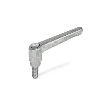 Ganter Adjustable Hand Levers, Zinc Die Casting, Threaded Stud Stainless Steel 300.1-108-M12-32-RH