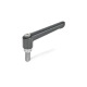 Ganter Adjustable Hand Levers, Zinc Die Casting, Threaded Stud Stainless Steel 300.1-108-M12-32-SZ