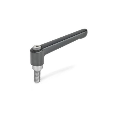 Ganter Adjustable Hand Levers, Zinc Die Casting, Threaded Stud Stainless Steel 300.1-108-M12-40-SZ