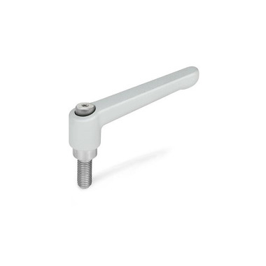 Ganter Adjustable Hand Levers, Zinc Die Casting, Threaded Stud Stainless Steel 300.1-30-M5-50-SR