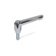 Ganter Adjustable Hand Levers, Zinc Die Casting, with Threaded Stud Steel Zinc Plated 300.2-108-M16-32-CR