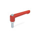 Ganter Adjustable Hand Levers, Zinc Die Casting, with Threaded Stud Steel Zinc Plated 300.2-108-M16-40-RS