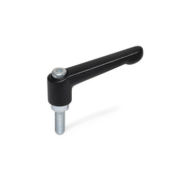 Ganter Adjustable Hand Levers, Zinc Die Casting, with Threaded Stud Steel Zinc Plated 300.2-30-M4-16-SW