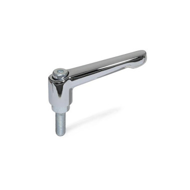 Ganter Adjustable Hand Levers, Zinc Die Casting, with Threaded Stud Steel Zinc Plated 300.2-45-M5-12-CR