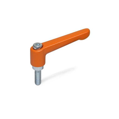 Ganter Adjustable Hand Levers, Zinc Die Casting, with Threaded Stud Steel Zinc Plated 300.2-78-M10-40-OS