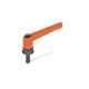 Ganter Adjustable Hand Levers with Increased Clamping Force, with Threaded Stud Steel 300.4-108-M12-50-OS