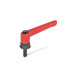 Ganter Adjustable Hand Levers with Increased Clamping Force, with Threaded Stud Steel 300.4-108-M12-50-RS