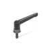 Ganter Adjustable Hand Levers with Increased Clamping Force, with Threaded Stud Steel 300.4-108-M12-50-SW