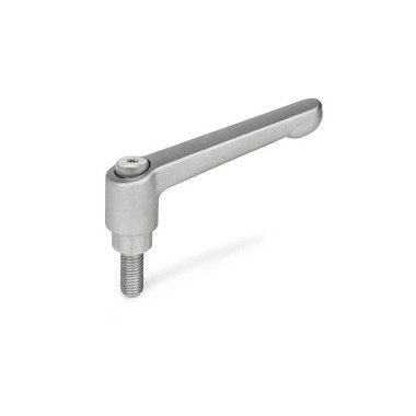 Ganter Adjustable Hand Levers, Stainless Steel , Matte Shot-Blasted, with Threaded Stud 300.5-30-M6-40-IS