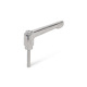 Ganter Adjustable Hand Levers, Stainless Steel , Polished, with Threaded Stud 300.6-78-M8-50-IS