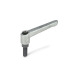 Ganter Adjustable Hand Levers, Zinc Die Casting, with Threaded Stud Steel Blackened 300-108-M12-120-RH