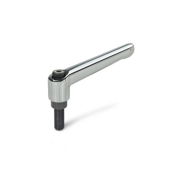 Ganter Adjustable Hand Levers, Zinc Die Casting, with Threaded Stud Steel Blackened 300-108-M12-25-CR