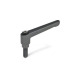 Ganter Adjustable Hand Levers, Zinc Die Casting, with Threaded Stud Steel Blackened 300-108-M12-50-SW