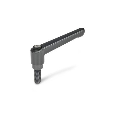 Ganter Adjustable Hand Levers, Zinc Die Casting, with Threaded Stud Steel Blackened 300-22-M4-16-SZ