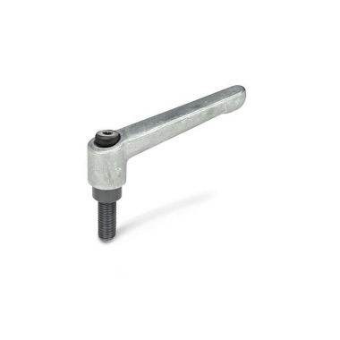 Ganter Adjustable Hand Levers, Zinc Die Casting, with Threaded Stud Steel Blackened 300-22-M5-12-RH