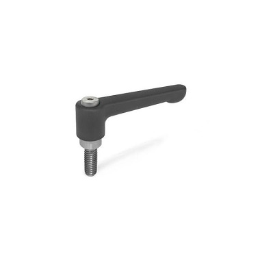 Ganter Flat Adjustable Hand Levers, Zinc Die Casting, Threaded Stud Stainless Steel 302.1-22-M4-20-SW