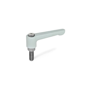 Ganter Flat Adjustable Hand Levers, Zinc Die Casting, Threaded Stud Stainless Steel 302.1-30-M5-20-SR