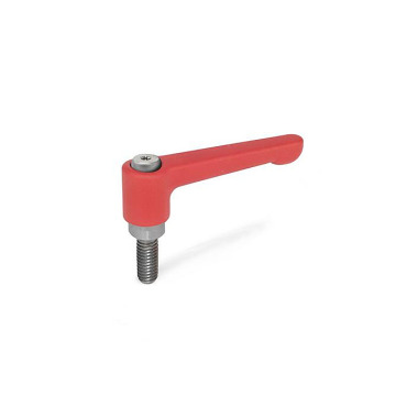 Ganter Flat Adjustable Hand Levers, Zinc Die Casting, Threaded Stud Stainless Steel 302.1-30-M5-40-RS