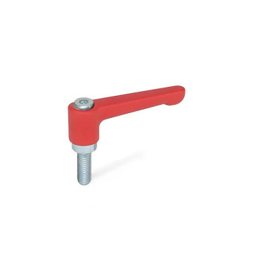 Ganter Flat Adjustable Hand Levers, Zinc Die Casting, Threaded Stud Steel Zinc Plated 302.2-22-M3-10-RS