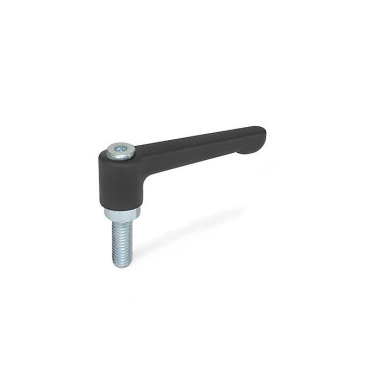 Ganter Flat Adjustable Hand Levers, Zinc Die Casting, Threaded Stud Steel Zinc Plated 302.2-30-M5-16-SW