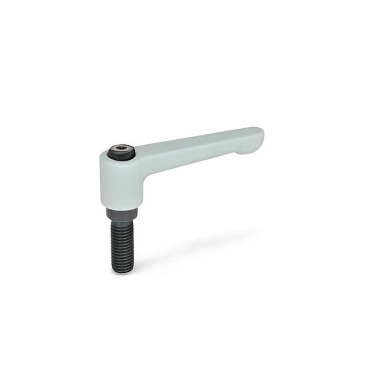 Ganter Flat Adjustable Hand Levers, Zinc Die Casting, Threaded Stud Steel 302-30-M3-12-SR