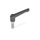 Ganter Adjustable Hand Levers with Releasing Button, Zinc Die Casting, Threaded Stud Stainless Steel 303.1-30-M3-8-SW-S