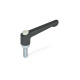 Ganter Adjustable Hand Levers with Releasing Button, Zinc Die Casting, Threaded Stud Steel Zinc Plated 303.2-30-M4-12-SW-G