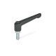 Ganter Adjustable Hand Levers with Releasing Button, Zinc Die Casting, Threaded Stud Steel Zinc Plated 303.2-30-M5-20-SW-S