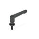 Ganter Adjustable Hand Levers, Zinc Die Casting, with Threaded Stud and Washer 307-30-M5-12-SW