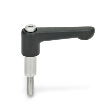 Ganter Adjustable Hand Levers, Zinc Die Casting, Threaded Insert Stainless Steel, for Shaft Collars 311-30-M5-15-SW