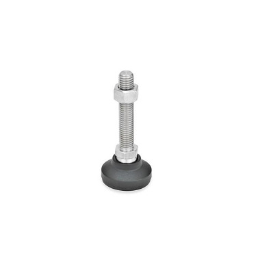 Ganter Leveling Feet, Foot Plastic, Threaded Stud Stainless Steel 343.8-60-M12-100-G