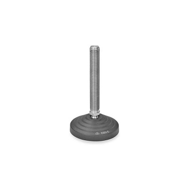 Ganter Leveling Feet, Threaded Stud Stainless Steel, Foot Antistatic ESD Plastic 344.7-100-M10-68-AG