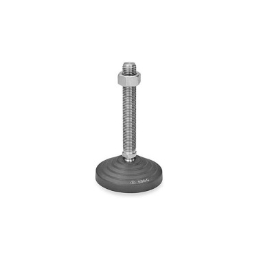 Ganter Leveling Feet, Threaded Stud Stainless Steel, Foot Antistatic ESD Plastic 344.7-100-M12-43-BG