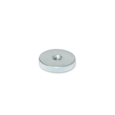 Ganter Knurled Nuts, Steel, Zinc Plated, Flat Type 467-M4-ZB