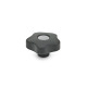 Ganter Star Knobs with Colored Cover Caps, Plastic, Bushing Brass 5337.2-40-M10-E-DGR