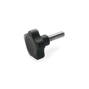 Ganter Star Knobs with Threaded Stud, Knob Plastic, Threaded Stud Stainless Steel 5337.4-40-M6-20