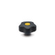 Ganter Star Knobs, Plastic, Bushing Brass, Softline, with Colored Cover Caps 5337.6-43-M6-DGB