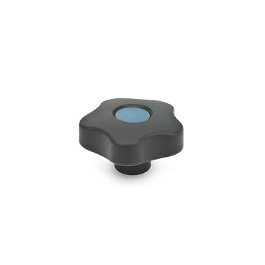 Ganter Star Knobs with Colored Cover Caps, Plastic, Bushing Stainless Steel 5337.7-32-M5-E-DBL