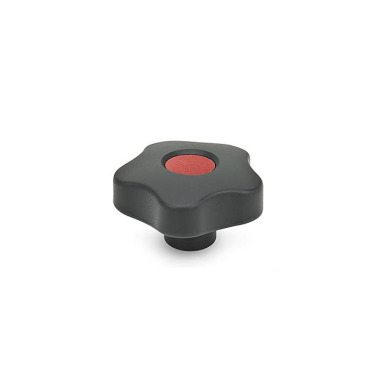 Ganter Star Knobs with Colored Cover Caps, Plastic, Bushing Stainless Steel 5337.7-50-M10-E-DRT