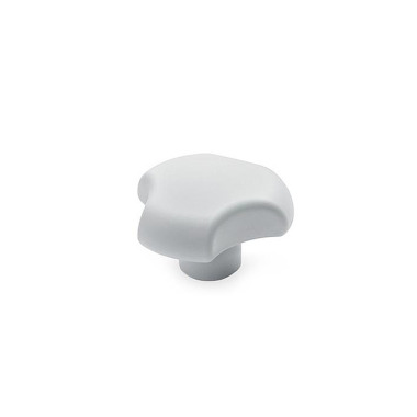 Ganter Three-Lobed Knobs, Plastic, Bushing Stainless Steel, White 5342-32-M6-WS