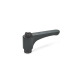 Ganter Flat Adjustable Hand Levers with Releasing Button, Plastic, Threaded Bushing Brass 600-30-M3-DSG