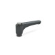 Ganter Flat Adjustable Hand Levers with Releasing Button, Plastic, Threaded Bushing Brass 600-30-M4-DGR