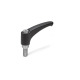 Ganter Adjustable Hand Levers, Zinc Die Casting, Threaded Stud Stainless Steel 602.1-44-M4-12-SW