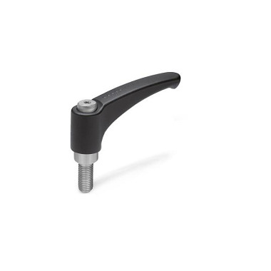 Ganter Adjustable Hand Levers, Zinc Die Casting, Threaded Stud Stainless Steel 602.1-44-M4-20-SW