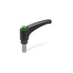 Ganter Adjustable Hand Levers with Releasing Button, Plastic, Threaded Stud Stainless Steel 603.1-108-M12-50-DGN