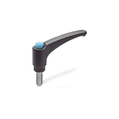 Ganter Adjustable Hand Levers with Releasing Button, Plastic, Threaded Stud Stainless Steel 603.1-44-M6-25-DBL