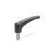 Ganter Adjustable Hand Levers, Plastic, Threaded Stud Stainless Steel 604.1-44-M4-32-SG