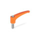 Ganter Adjustable Hand Levers, Plastic, Threaded Stud Stainless Steel 604.1-44-M5-32-OR